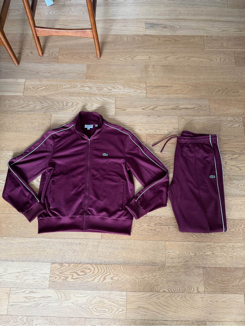 Lacoste Wine Track Jacket Pants Suit Set Paris French Runway Tennis Tenenbaums